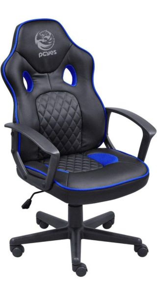 Mad Racer STI Master Pcyes cadeira em couro preto e azul